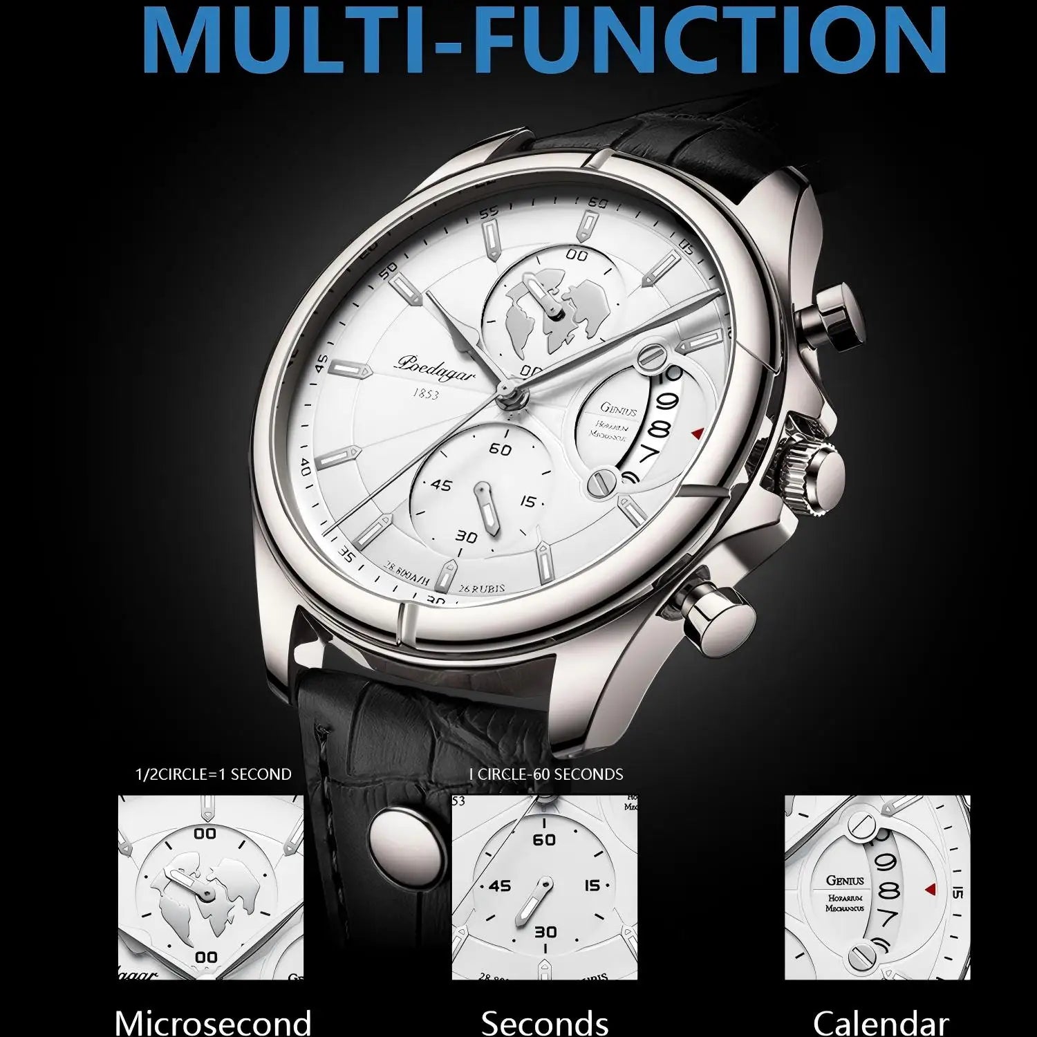 POEDAGAR Luxury Man Wristwatch Chronograph Date Waterproof Leather Men Watch Casual Quartz Men's Watches Sports Male Clock Reloj Vera Lux