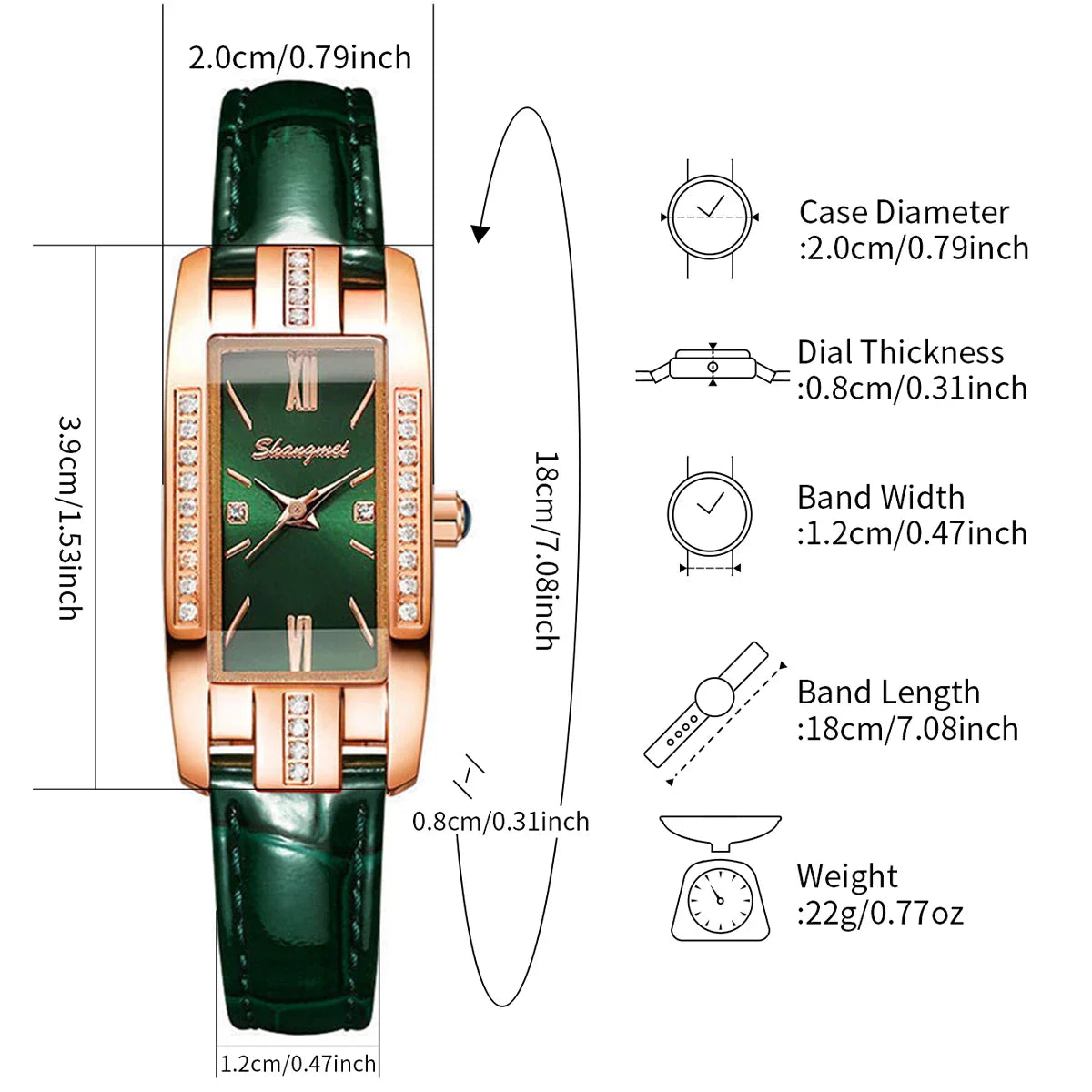 2PCS/Set Women's Watches Fashion Rectangle Leather Band Quartz Watch（Without Box） Vera Lux