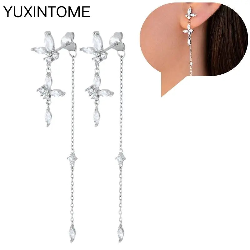 925 Sterling Silver Ear Needle Fashion Hoop Earrings White Crystal Luxury Women's Silver Earrings Wedding Women's Jewelry Gift Vera Lux