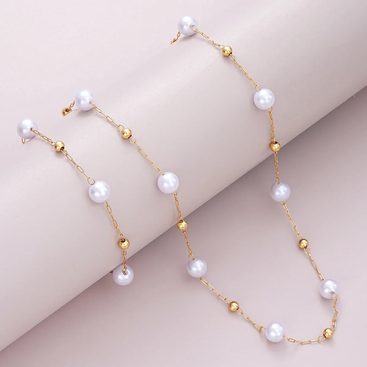 2 Pcs Exquisite Gold Color Bohemian Jewelry Set for Women Fashion Pearl Cross Pendant Necklace Bracelet Set Casual Jewelry Gifts Vera Lux