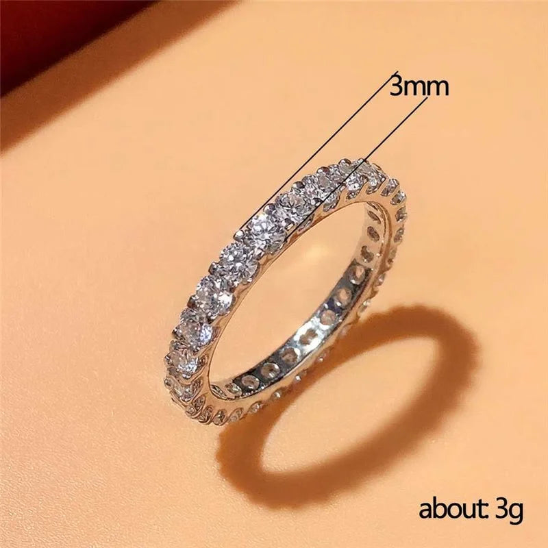 925 Sterling Silver New Trendy Thin Finger Rings Band with Shiny Cubic Zirconia Simple Stylish Daily Wear Jewelry for Women Vera Lux
