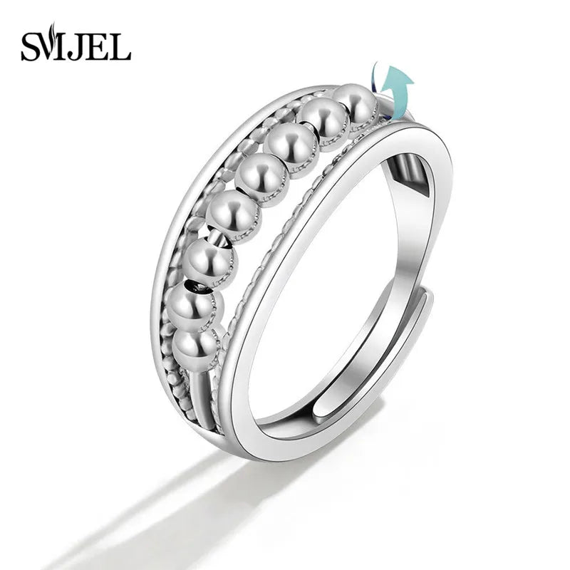 SMJEL Anti Stress Anxiety Ring Fidget Spinner Rings Adjustable for Women Rotating Freely Spinning Accessories Jewelry Gifts Vera Lux