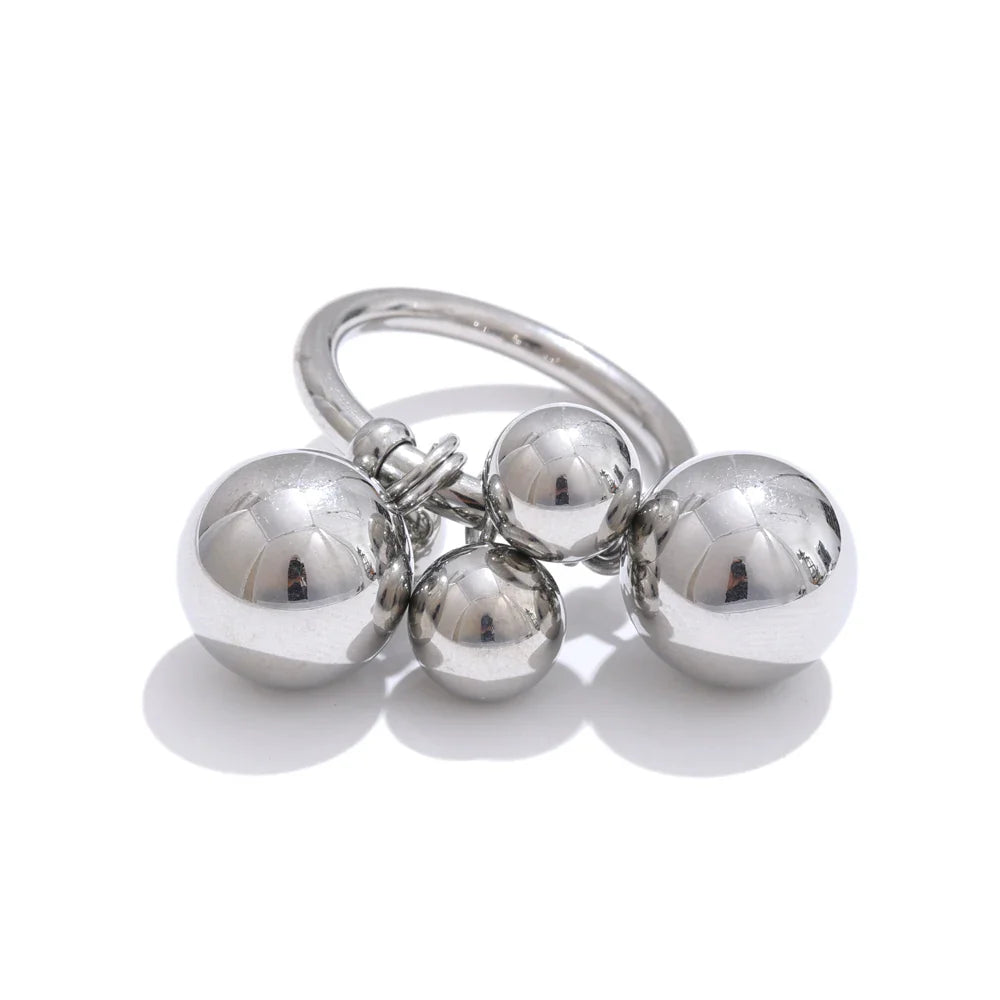 Yhpup 6789# Stainless Steel Beads Ball Handmade Ring Rust Proof 18K PVD Plated Personalized Trendy Charm Finger Jewelry 2025 Vera Lux