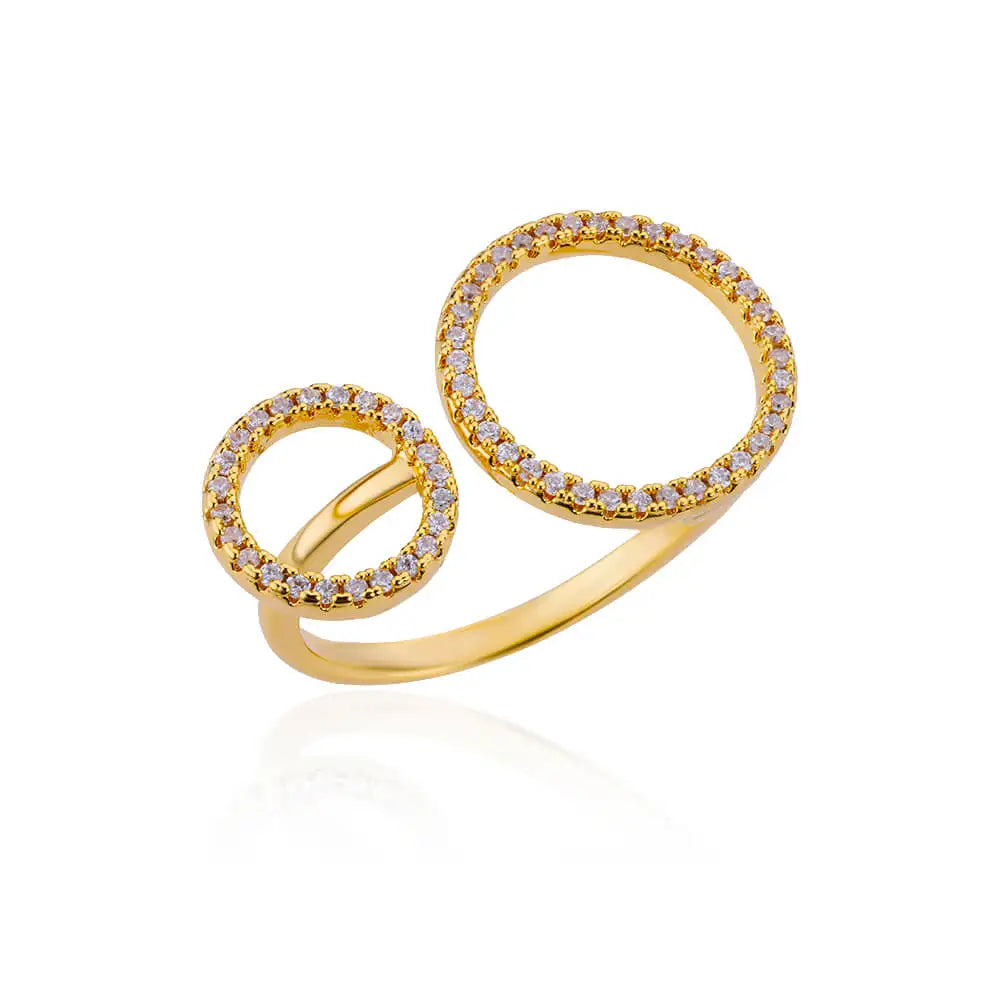 Zircon Double Circle Rings For Women Stainless Steel Adjustable Geometric Circle Ring Wedding Party Aesthetic Jewerly Gift femme Vera Lux
