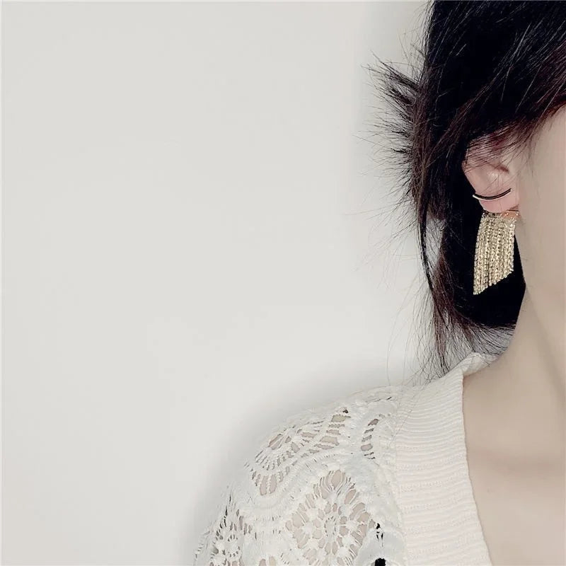 Fashion Statement Earring Long Statement Gold Color Bling Tassel Earrings For Women Female Wedding Daily Pendant Jewelry Gifts Vera Lux