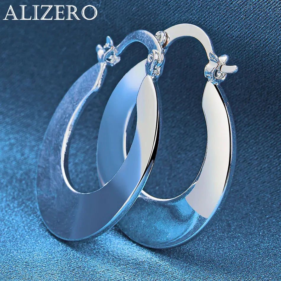 ALIZERO 925 Sterling Silver Earrings Simple Round Circle Hoop Earrings For Woman Fashion Wedding Engagement Charm Jewelry Gifts Vera Lux