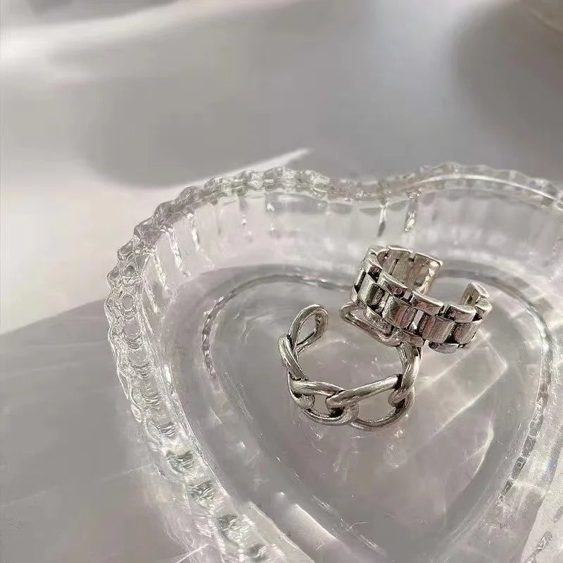 925 Sterling Silver Finger Rings New Fashion Creative Cross Hollow Chain Geometric Party Jewelry Gifts Vera Lux