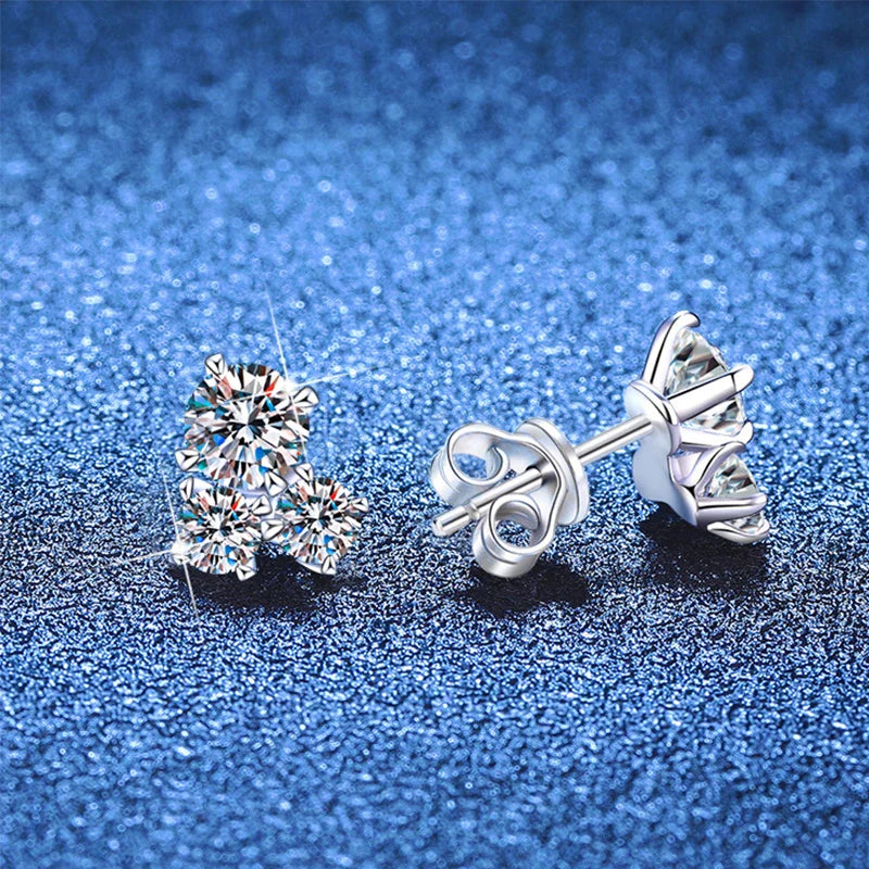 NeeTim All D VVS1 Moissanite Stud Earrings for Woman Wedding Jewely 925 Sterling Sliver with white Gold Plated Studs Earring Vera Lux