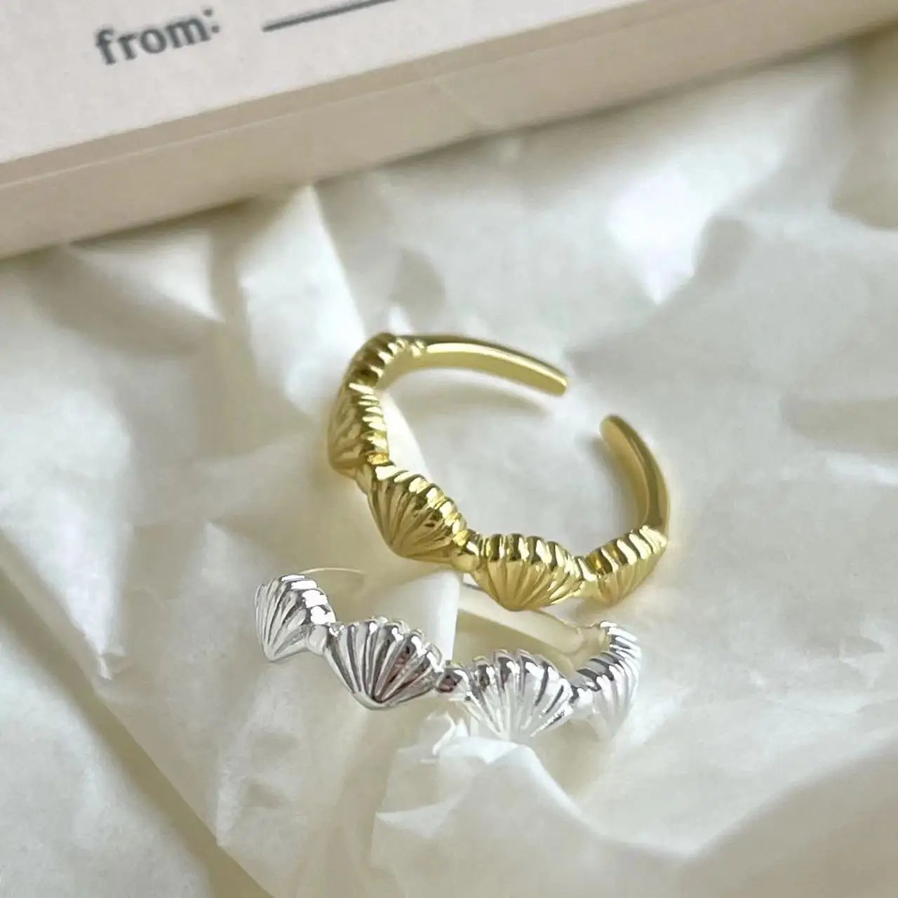 Fashion 925 Sterling Silver Shell Adjustable Rings Luxury Jewelry For Women Accessories Wholesale Vera Lux
