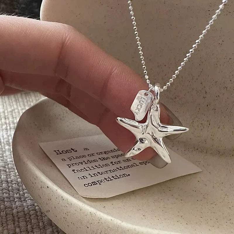 925 Sterling Silver Necklace Cute Five Pointed Star Smile Dimple Pendant for Women Girl Jewelry Gift Dropshipping Wholesale Vera Lux