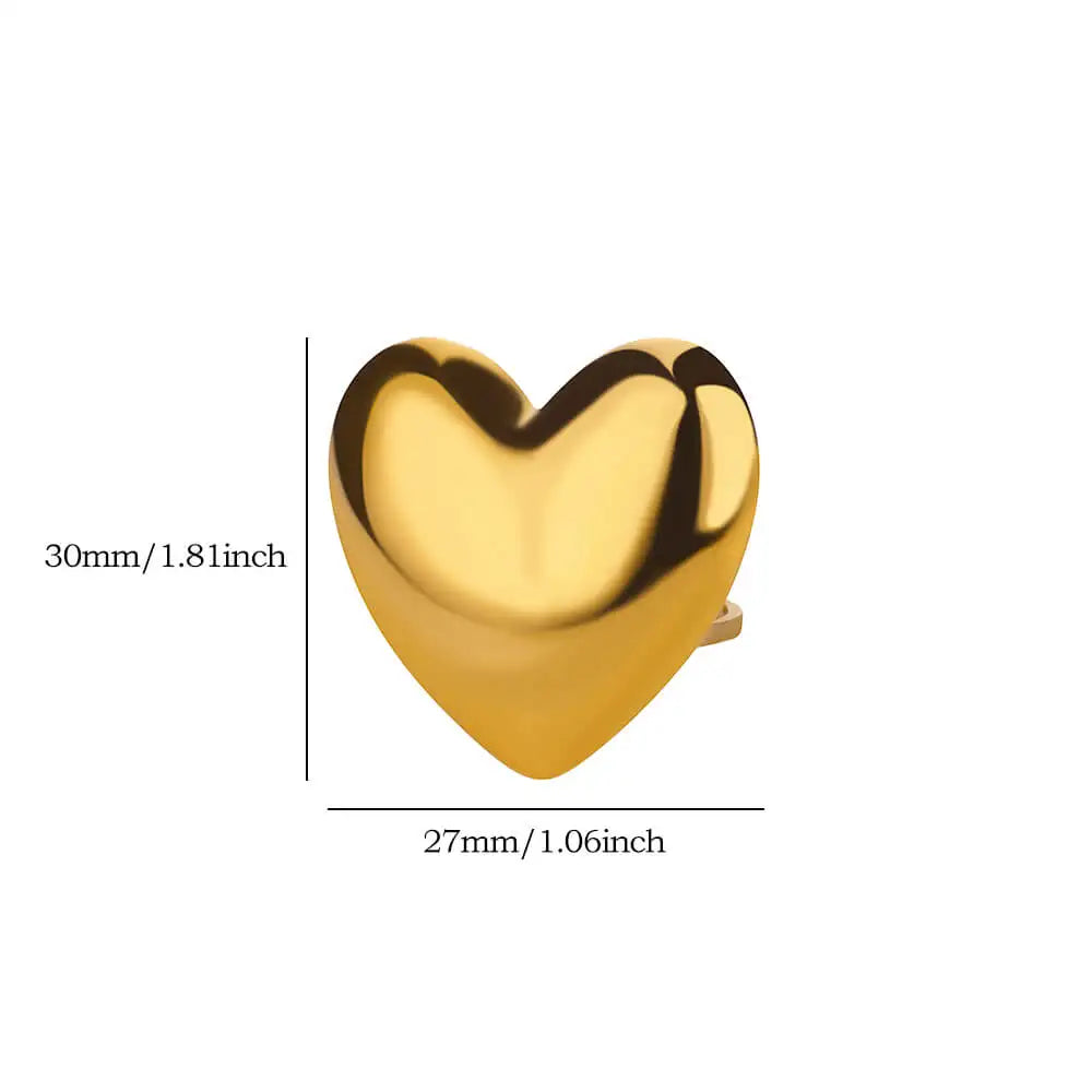 Big Heart Rings for Women Classic Stainless Steel Gold Color Finger Ring Trend Band Couple Wedding Jewelry Accessories anillos Vera Lux
