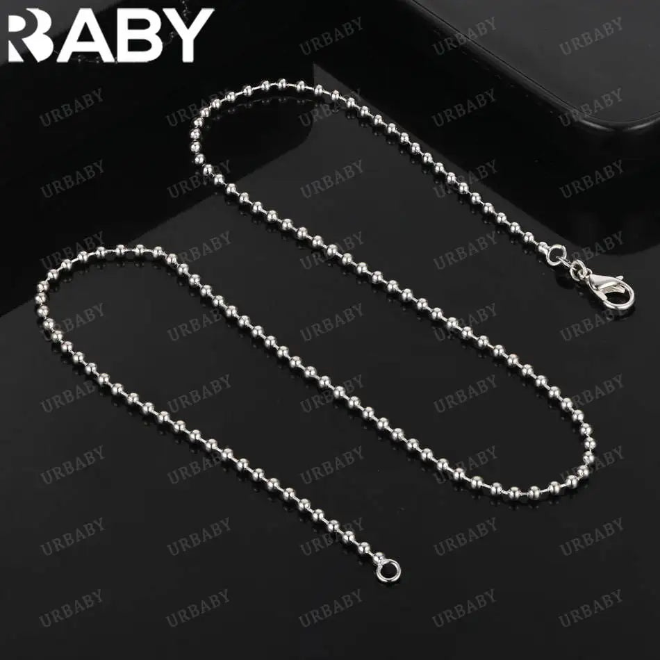 URBABY 925 Sterling Silver 40-75cm 2mm Beads Necklace For Women Anniversary Gift Popular Wild Fashion Romantic Jewelry Vera Lux