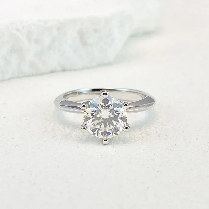 NeeTim 0.5-5ct Moissanite Ring For Women 925 Sterling Silver with White Gold Plated Lab Diamond Engagement Wedding Band Jewelry Vera Lux