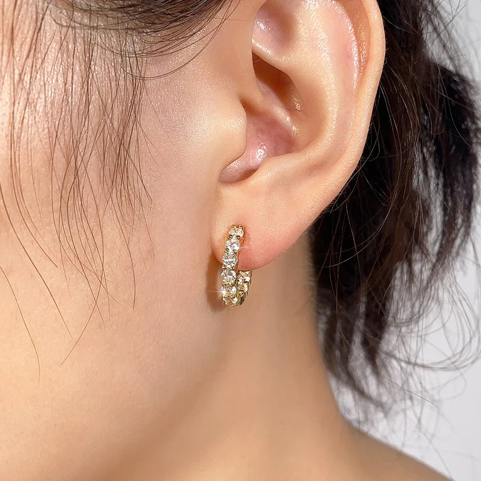 Yupsk 6pcs Shiny Zircon Ear Rings White Gold Color Huggie Cartilage Piercing Ear Cuff Tiny Earring for Women Men Jewelry Gift Vera Lux