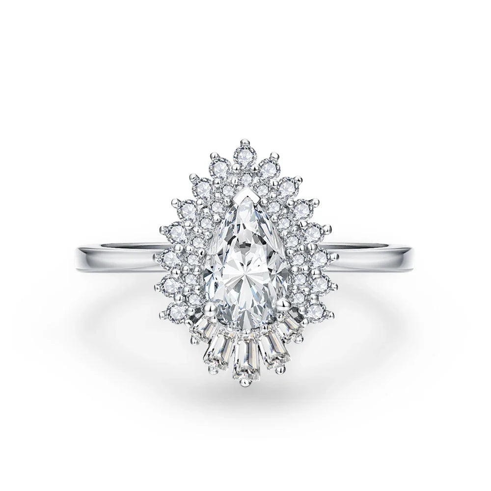 MINTYBOX Pear Shape S925 Silver D VVS1 Moissanite Diamond Rings For Women 18K GOLD Plated Engagement Fine Jewelry Certificated Vera Lux