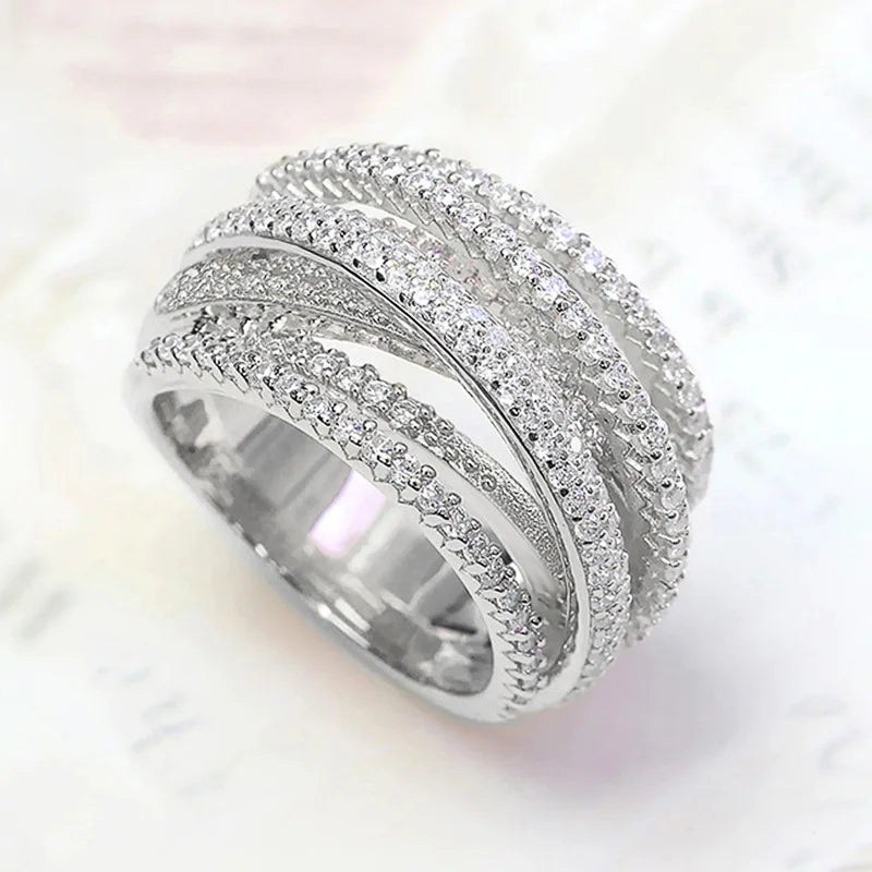 925 Sterling Silver Classic Vintage Line Wrap Zircon Ring For Women Party Luxury Fashion High Quality Fine Jewelry Hot Sales Vera Lux