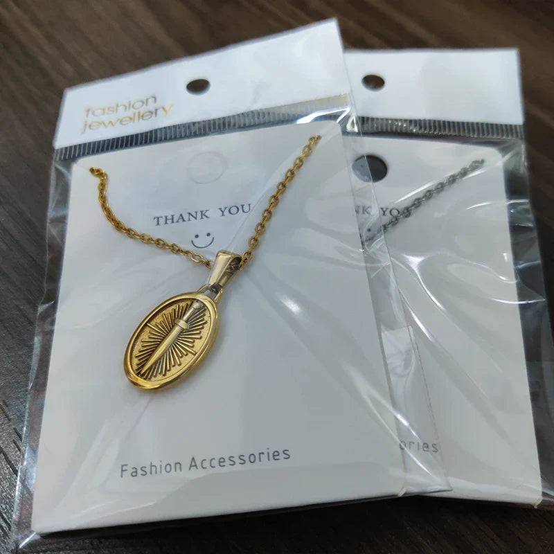 Fashion Punk 18K Gold PVD Plated Jewelry Sword Pendant Necklace Charms Necklace For Men Women Trendy Link Chain Jewelry Vera Lux
