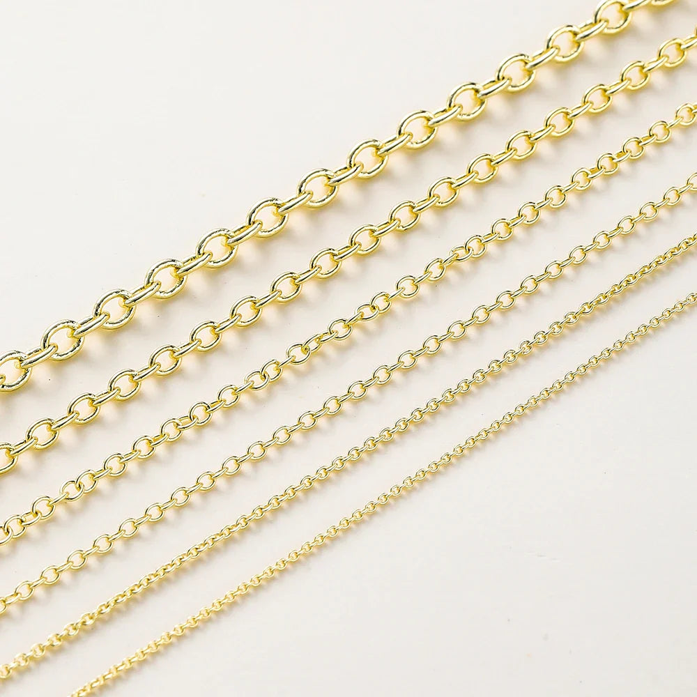 1Meter/lot 14K 18K Gold Plated Brass Metal Round Link Cable Chains DIY Jewelry Making Chain For Needlework Jewelry Accessories Vera Lux
