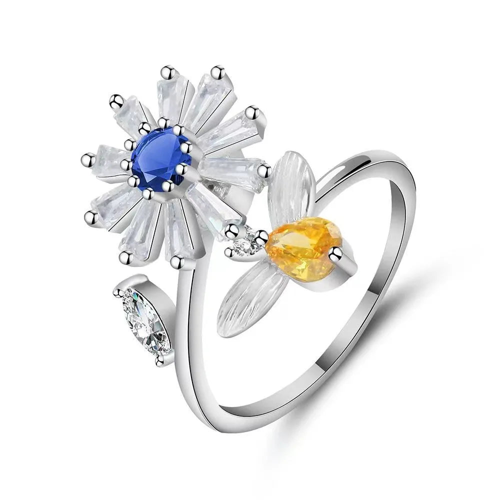 2025 New Rotating Anxiety Knuckle Ring For Women Adjustable And Stackable Open Couple Rings Party Jewelry Gifts Anillo Vera Lux