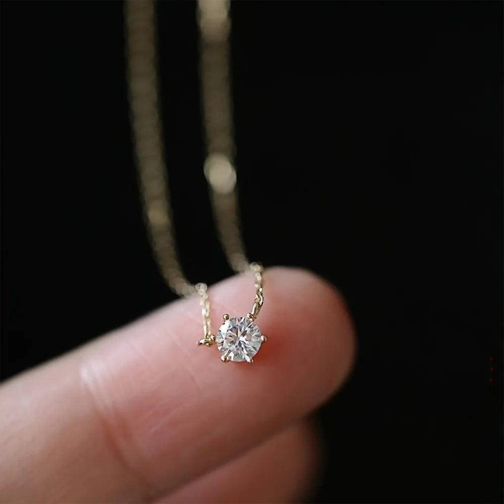S925 Sterling Silver Necklace Set with Zircon Electroplated 14k Gold Women's Fine Style Vera Lux