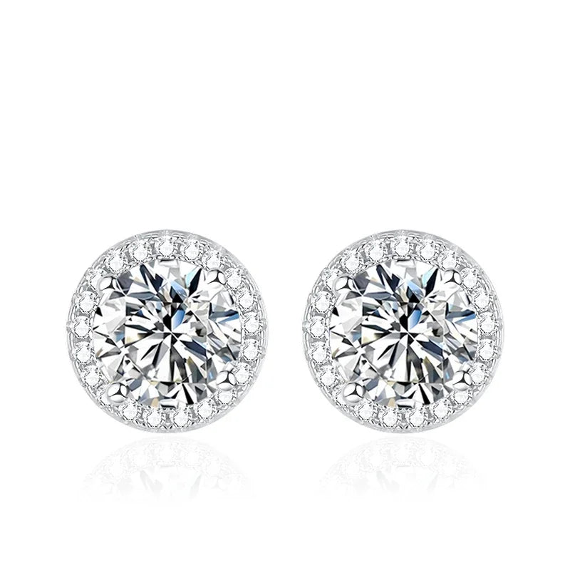 NeeTim 0.5-2CT Moissanite Stud Earrings for Women Sparkling Lab Diamond Sterling Silver S925 Wedding Party Jewelry Certified Vera Lux
