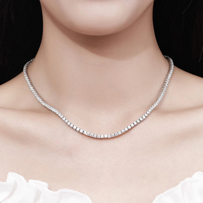 NeeTim 2.5mm Full Moissanite Tennis Necklace 925 Sterling Silver with Gold Plated Necklaces Neck Chain Fine Jewelry for Women Vera Lux