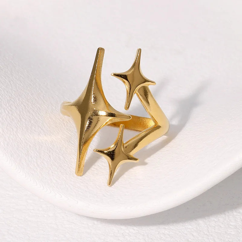 New European American Stainless Steel Ring Niche Teenage Design Featuring Star Like Minimalist Cool Personalized Temperament Vera Lux