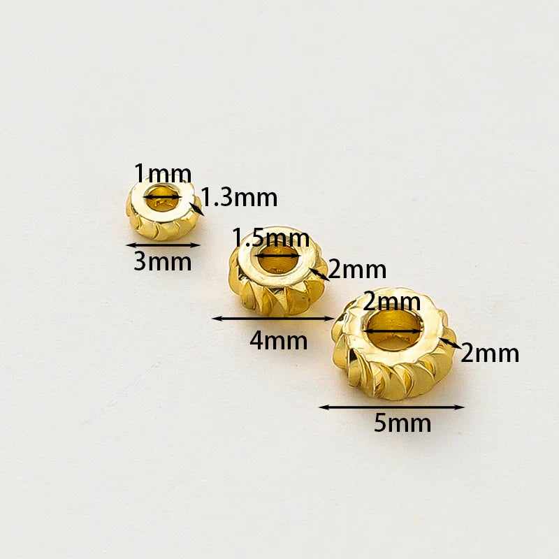 50pcs/lot 14K 18K Gold Color Fancy Wheel Metal Round Beads Necklace Bracelet Loose Spacer Beads For Jewelry Making Findings Vera Lux