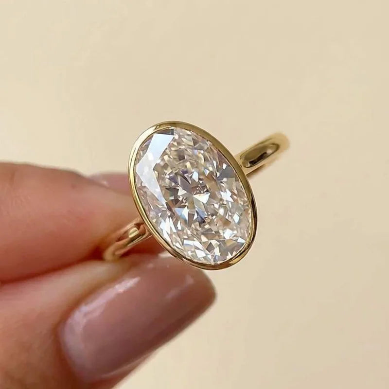 925 Sterling Silver Zircon Fashionable Simple Oval Rings For Women Engagement Wedding Luxury High Quality Jewelry Hot Sales Vera Lux