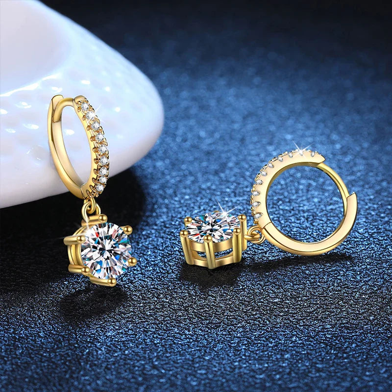 NeeTim 0.5ct 1ct Moissanite Drop Earrings S925 Sterling Silver with Gold Plated Wedding Jewelry With Certificate Hoop Earrings Vera Lux