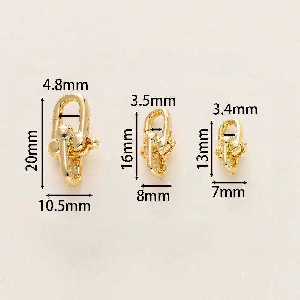 2Pcs/Pack 14/18K Gold Plated Spring Clasps Brass U Shape Lobster Clasp Connector for DIY Jewelry Bracelet Making Accessories Vera Lux
