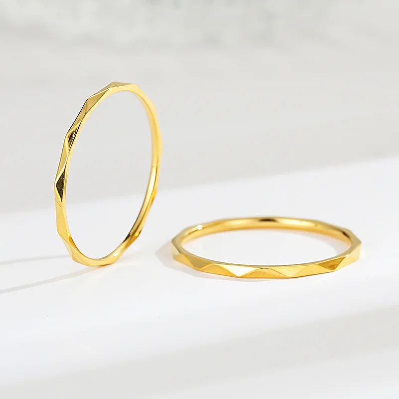 1mm Thin Stackable Ring Stainless Steel V Faceted Knuckle Midi Ring for Women Girl Size 3-10 Vera Lux