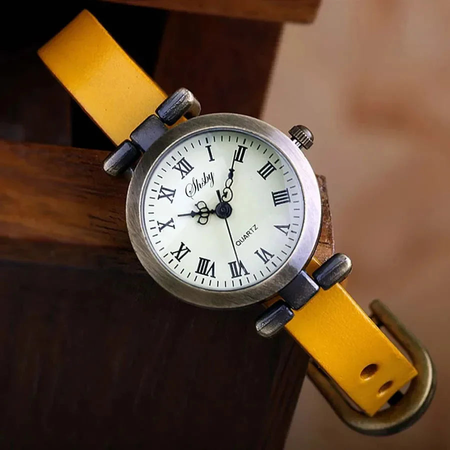 Shsby New Fashion Hot-Selling Female Antique bronze leather watch ROMA Vintage Watch Women Dress Watches Vera Lux
