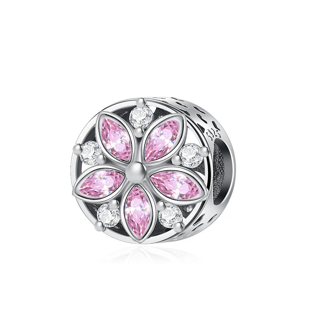 2026 Spring Pink Series Ballon Butterfly Flower Pendant Fit S925 European 925 Sterling Silver Bracelet Bangles Necklace Vera Lux