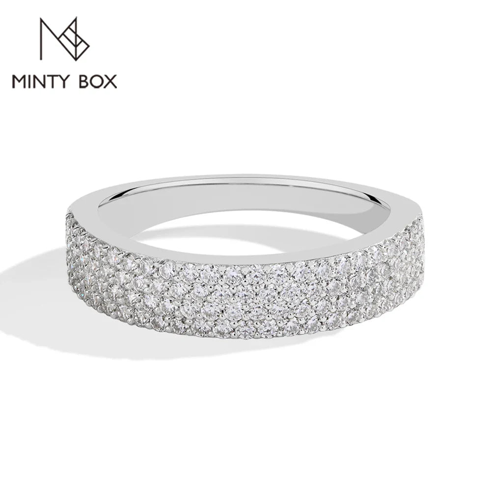 MINTYBOX Moissanite Wedding Band S925 Sterling Silver Ring for Women Lab Diamond Stackable Rings Engagement Fine Jewelry Gift Vera Lux
