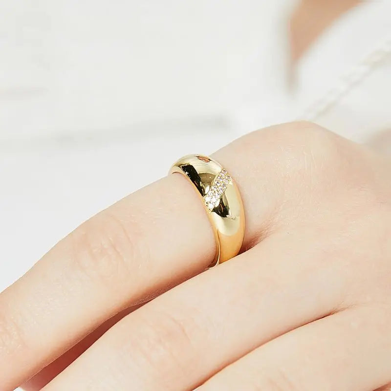Hot Selling 925 Sterling Silve Gold Colour Ring Fashion Women's Classic Simple Couple's Wedding Ring Engagement Party Jewelry Vera Lux