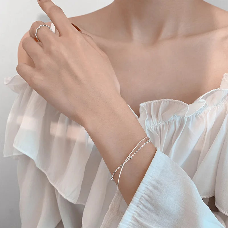 925 Sterling Silver Round Ball Lucky Bracelets Woman Double-Layer Snake Chain Hot Top Quality Jewelry Wedding Jewellery Vera Lux