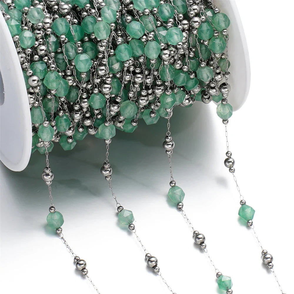 1Meter/Lot Mixed Stainless Steel Irregular Stone Beads Chains for Handmade DIY Necklace Bracelets Jewelry Making Accessories Vera Lux