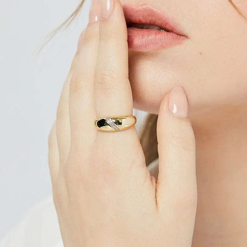 Hot Selling 925 Sterling Silve Gold Colour Ring Fashion Women's Classic Simple Couple's Wedding Ring Engagement Party Jewelry Vera Lux
