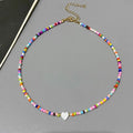 New Nature Shell Love Heart Choker Necklace for Girl Spring Summer Fashion Small Colorful Glass Beads Necklace Gift for Friend Vera Lux