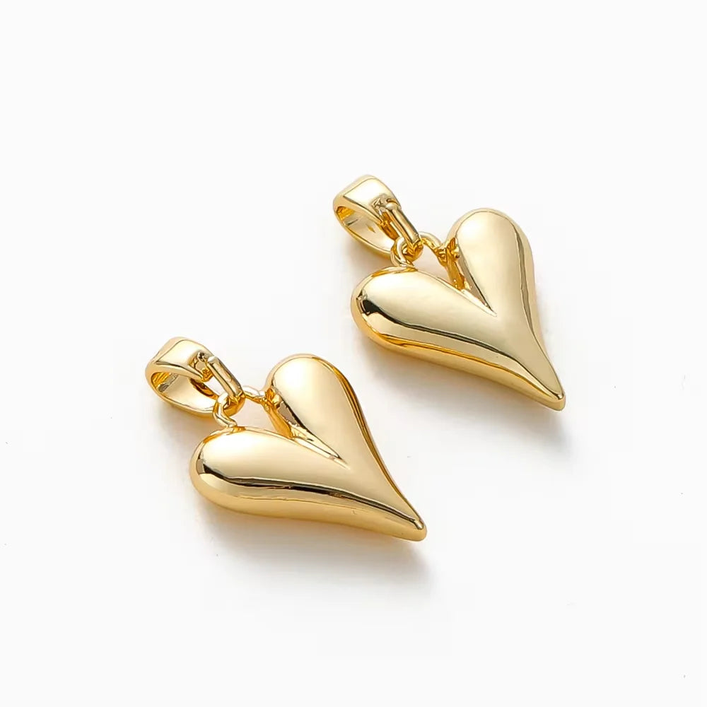 4pcs 18K Gold Plated Small Peach Heart Charms For Jewellery Making DIY Earrings Necklaces Pendant Accessories Vera Lux
