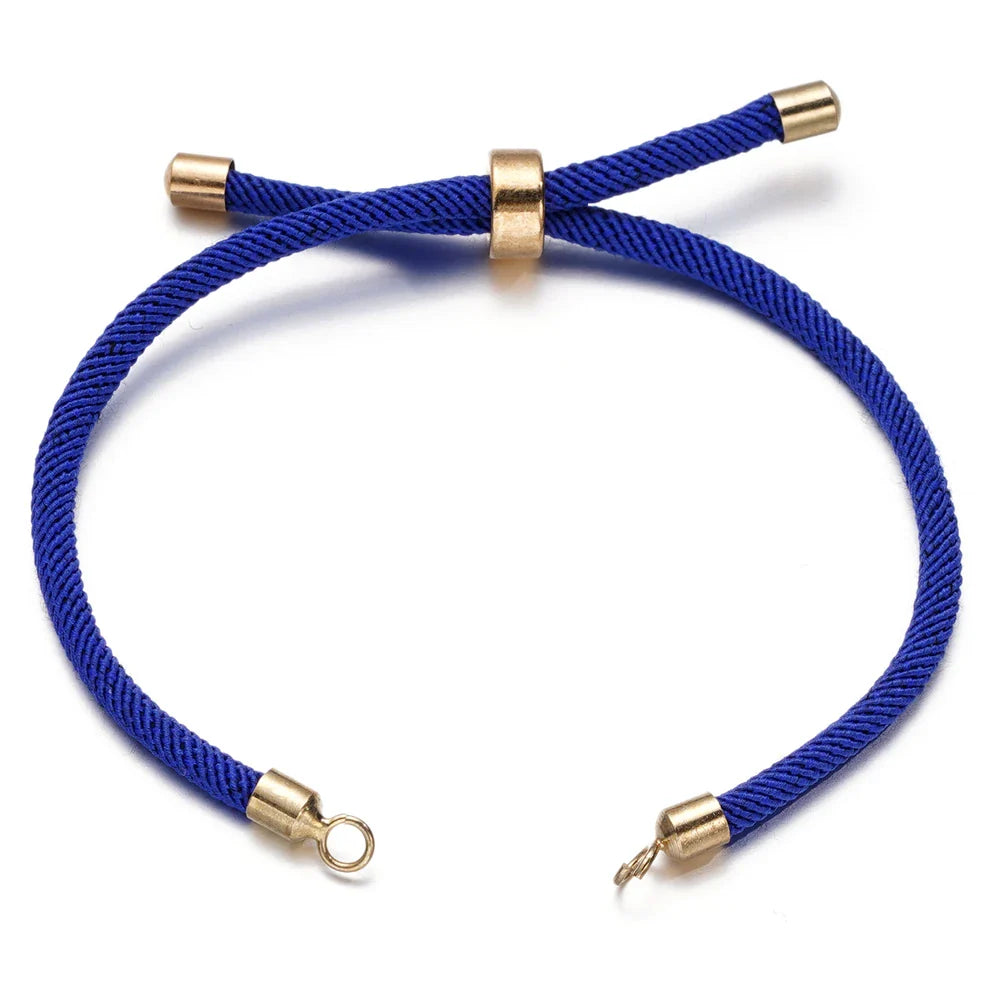 1pc Adjustable Nylon Braided Twisted Cords Slider Friendship Bracelets with Brass Cord End for Jewelry Making DIY Findings Vera Lux