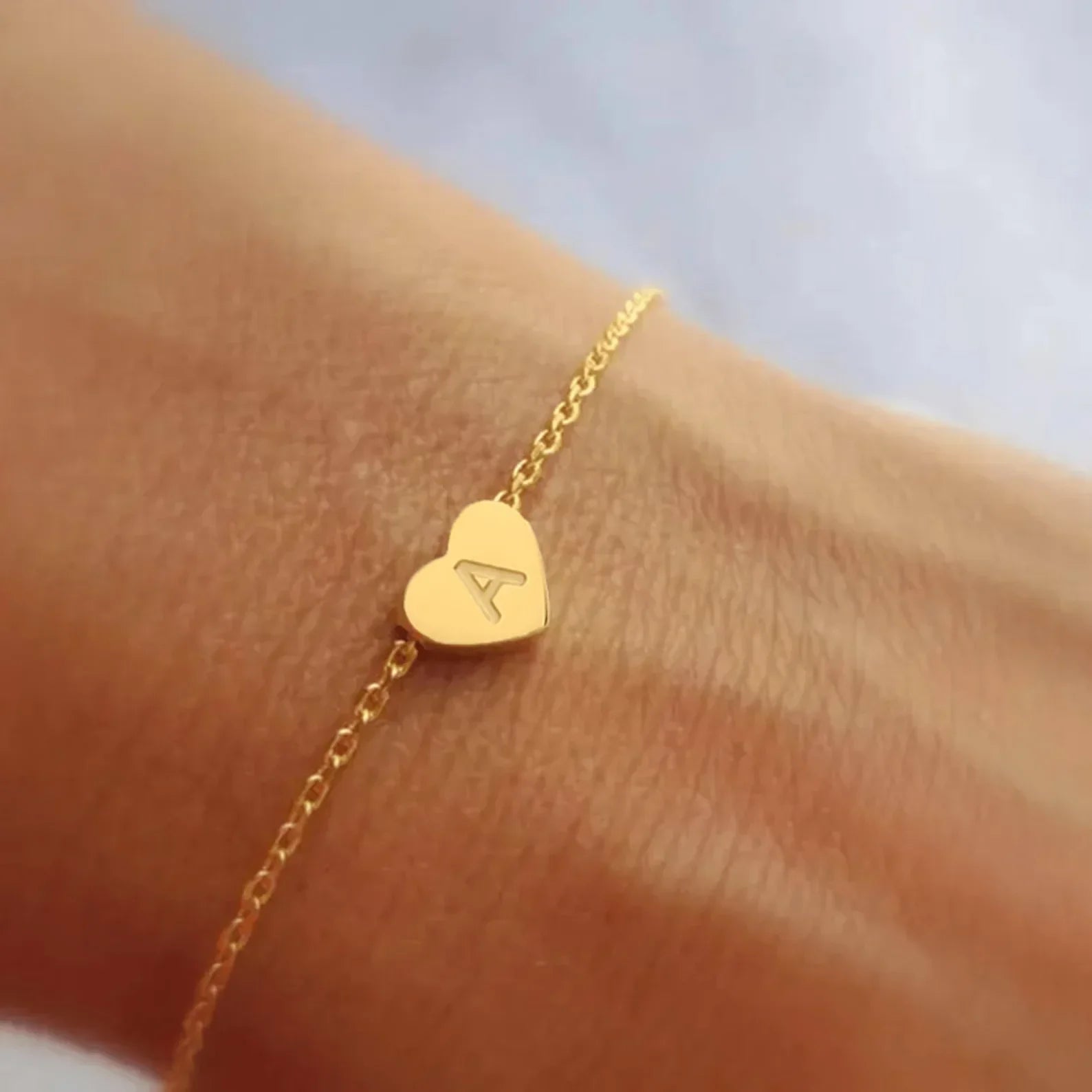 SUNIBI Heart Initial 26 Letter Bracelet for Woman DIY Simple Stainless Steel Adjustable Bracelets Jewelry Wholesale Dropshipping Vera Lux