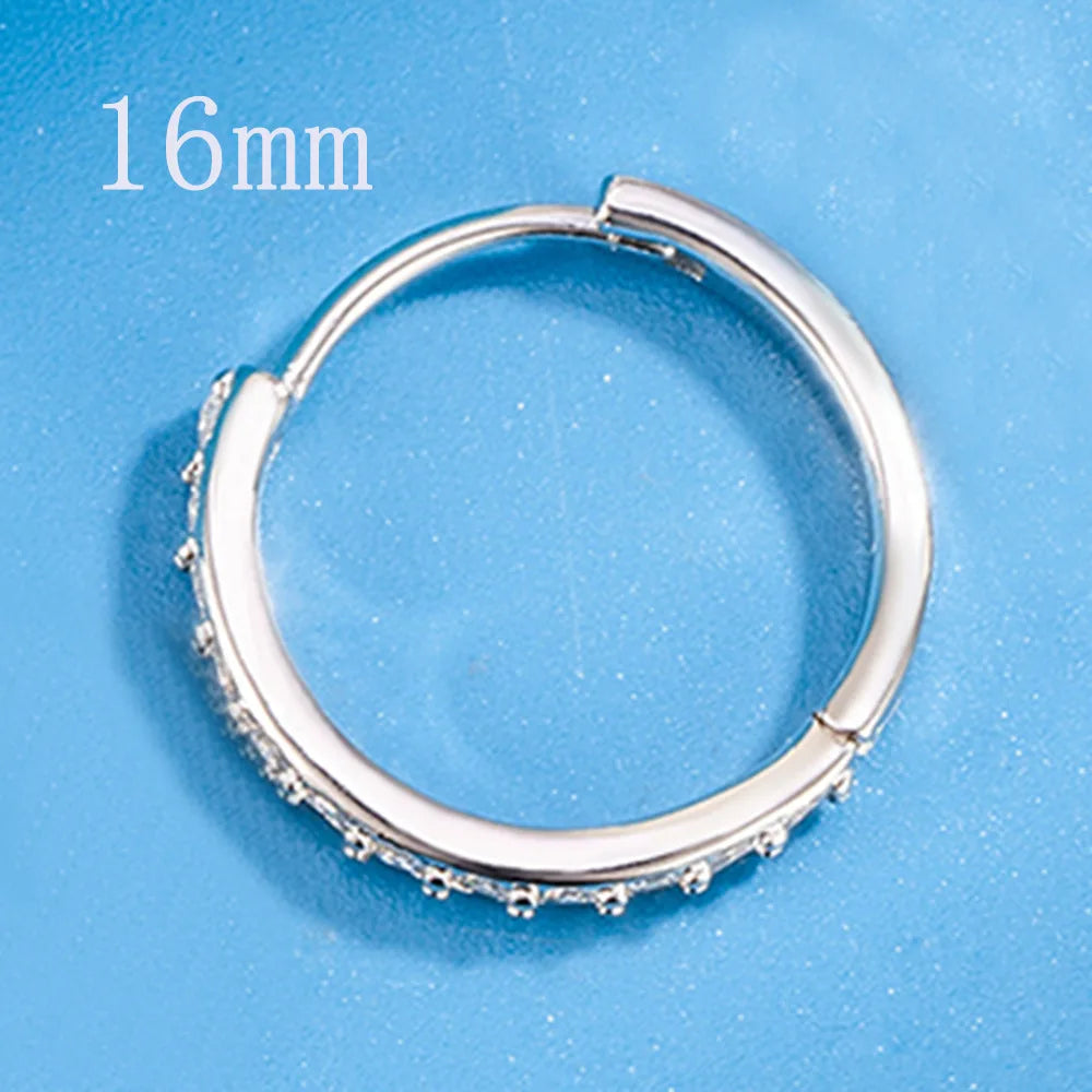 925 Sterling Silver 8/12/16/20MM Zircon Hoop Earrings For Women Wedding Engagement Luxury Jewelry Accessories Money 925 Vera Lux