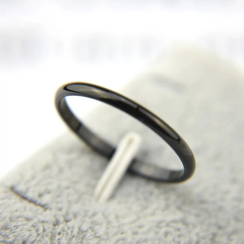 2mm Thin Stackable Ring Stainless Steel Plain Band Knuckle Midi Ring for Women Girl Size 3-12 Vera Lux