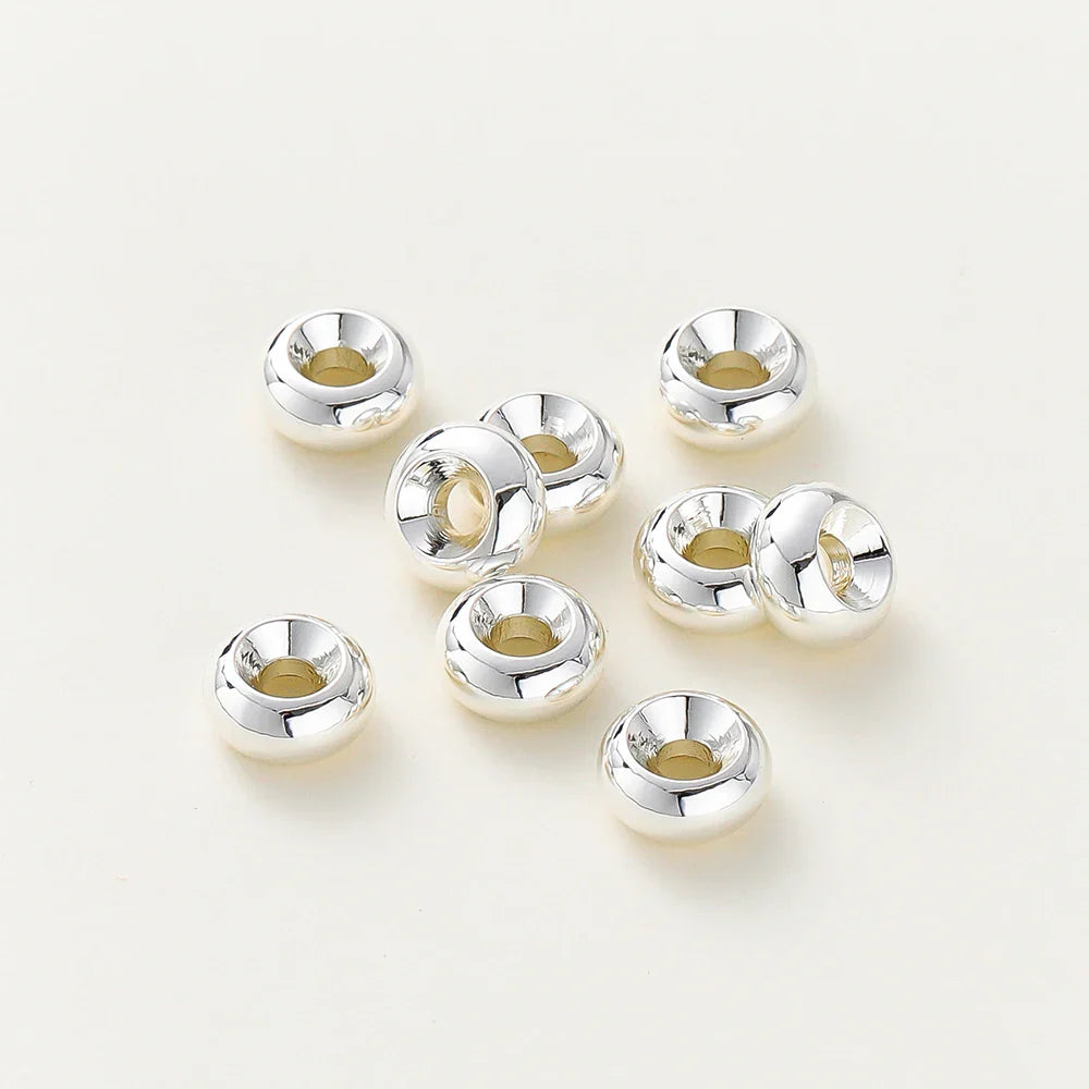 10-30pcs/lot 14K/18K Gold Plated Flat Round Bracelet Spacer Beads Circle Crafts Beads for Necklace Jewelry Accessories Findings Vera Lux
