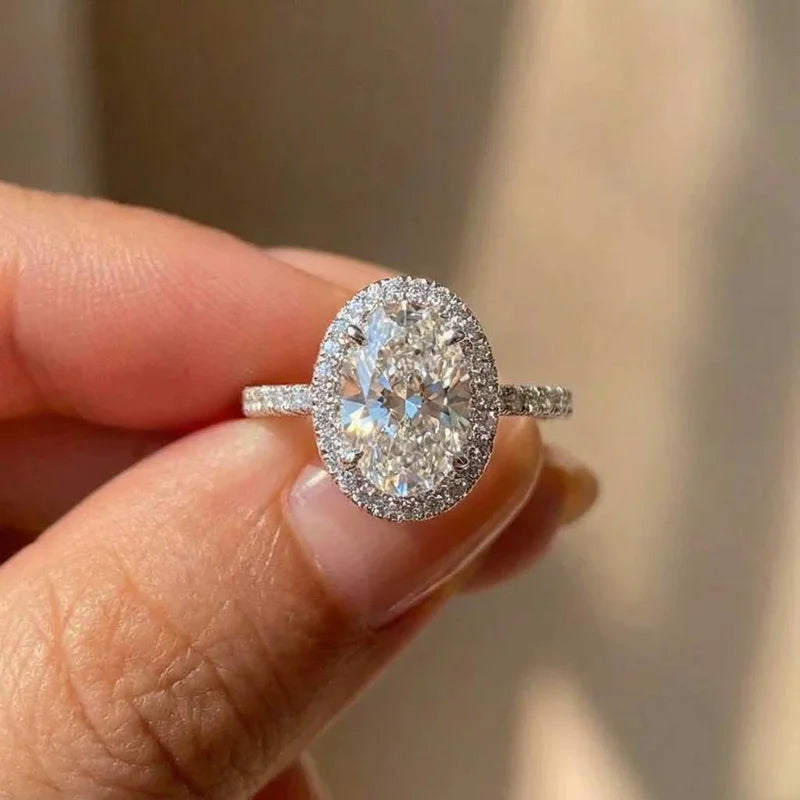 925 Sterling Silver Oval Wedding Rings For Women Luxury Promise Engagement Bridal Fine Jewelry Cubic Zirconia Anniversary Ring Vera Lux