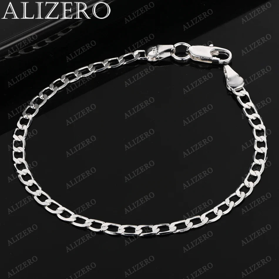 ALIZERO 925 Sterling Silver Bracelet 4/6/8/10/12mm Side Chain Bracelets For Men Women Fashion Fine Jewelry Wholesale Vera Lux
