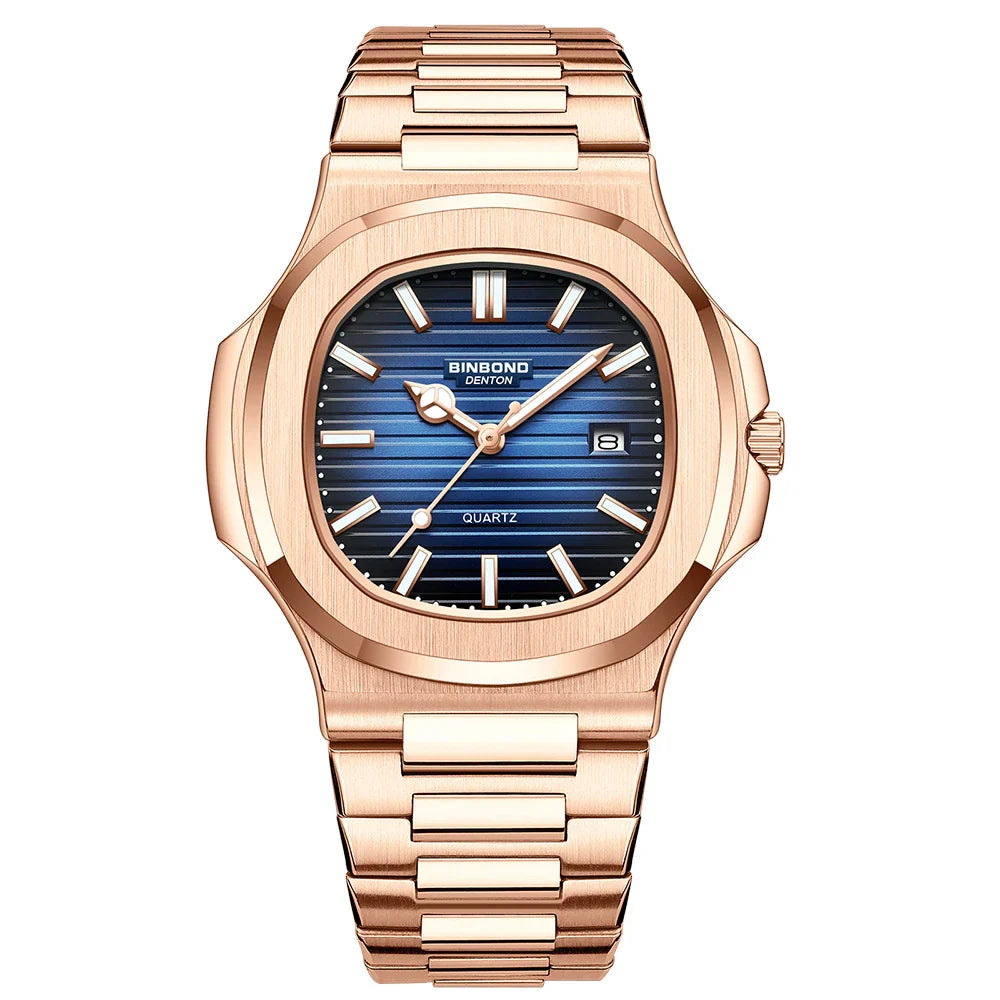New Switzerland Man Casual Rose Gold Clock Men Luxury Watch Automatic Watches Mens Fashion Quartz Wristwatches Tudo Por 1 Real Vera Lux