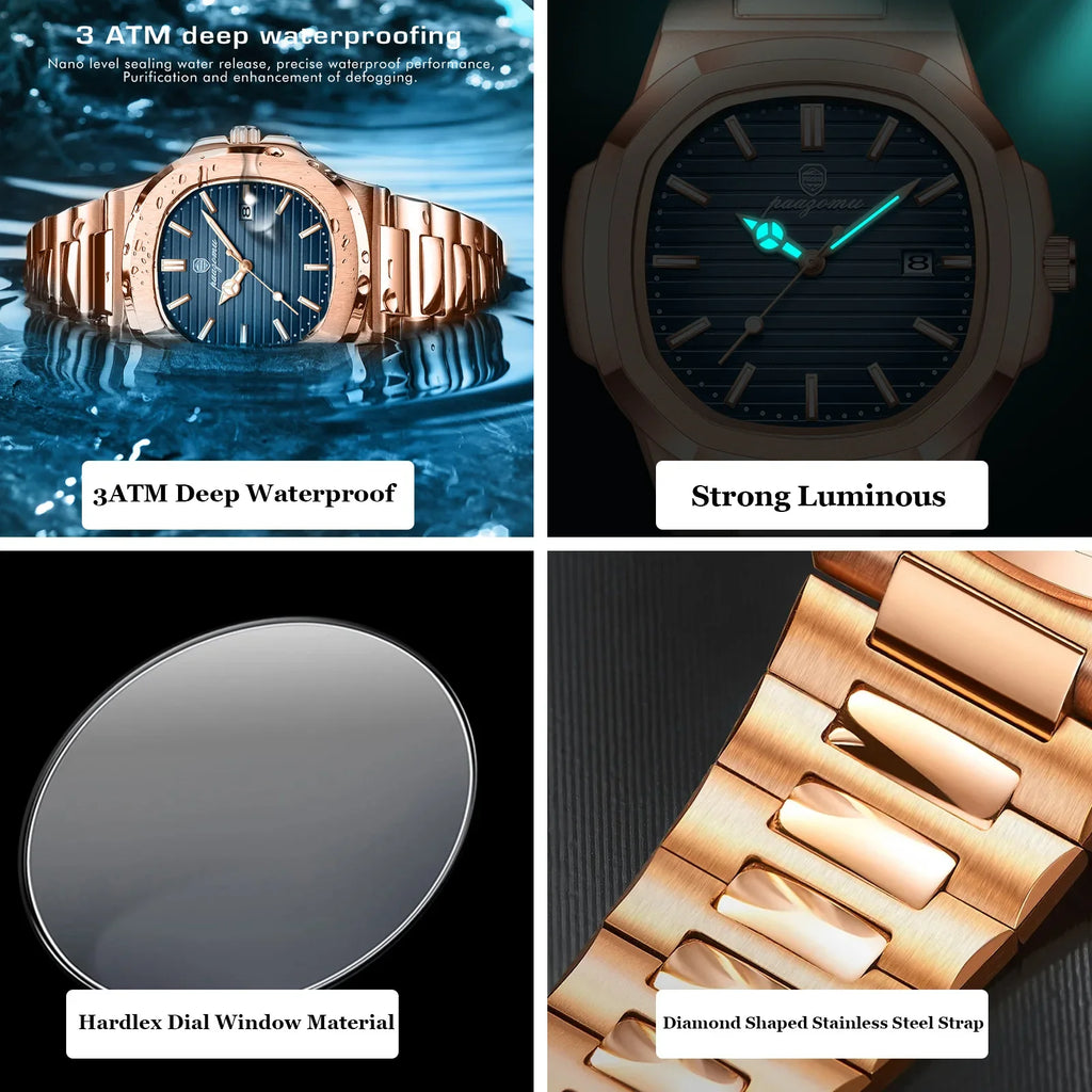 2026 New For Men Fashion Brand Male Watch Waterproof Luminous Stainless Steel Watches  Date Week Casual Quartz Men's Clock Reloj Vera Lux